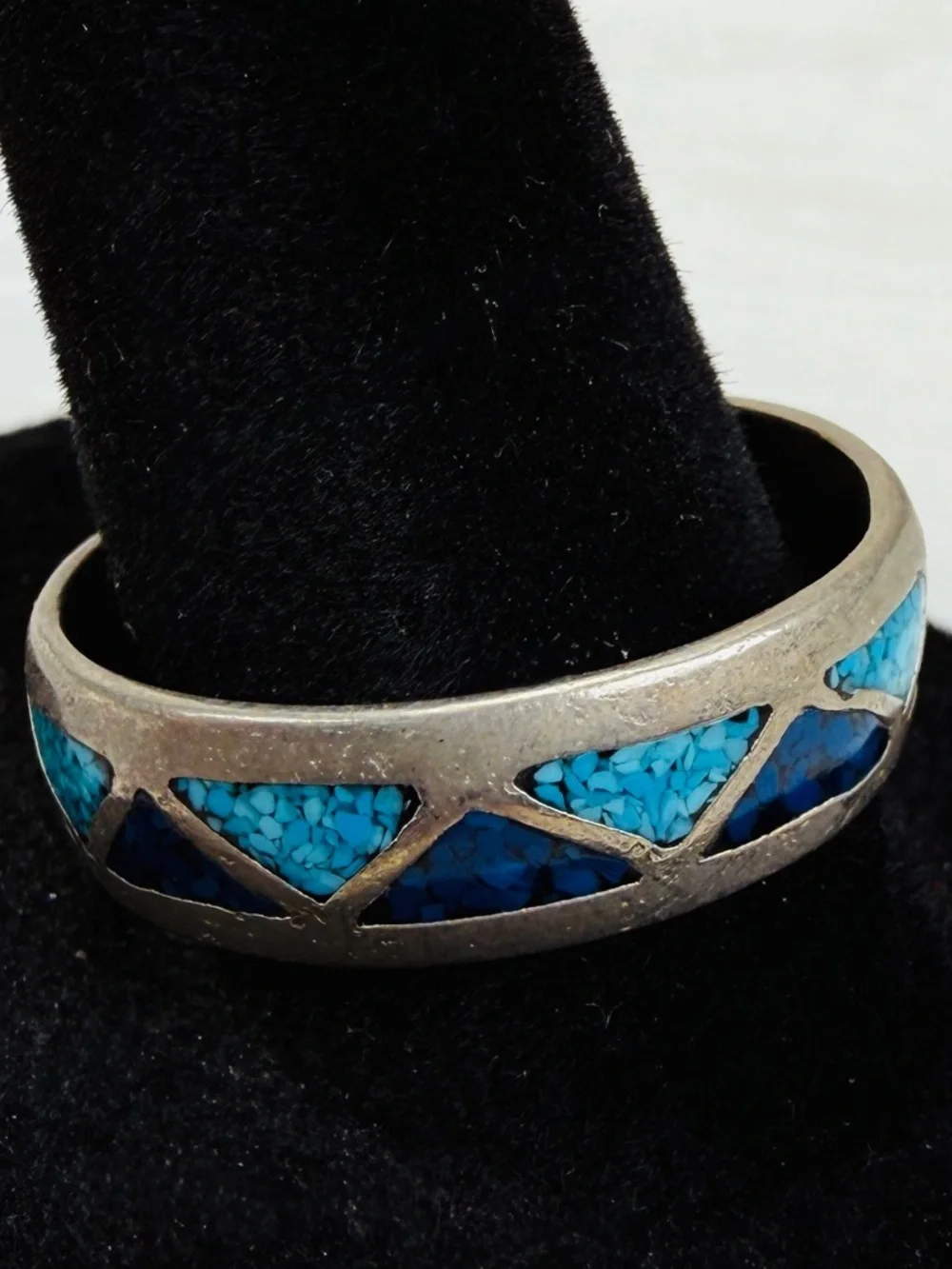 Vintage unisex size 11 1/4 southwestern silvertone blue ring